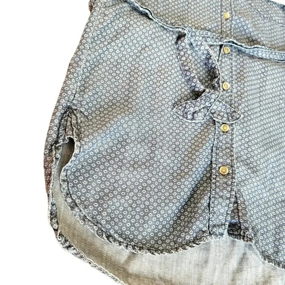 Cloth and Stone size xs Chambray Denim Printed Belted button down Tunic Top - Picture 9 of 10